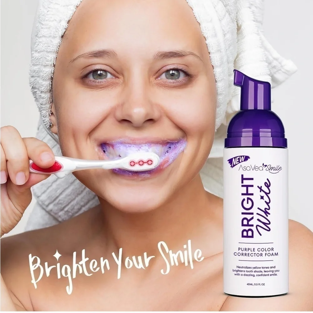 Brand New Bright White Bundle Purple Color Correcting Foam & Whitening Strips